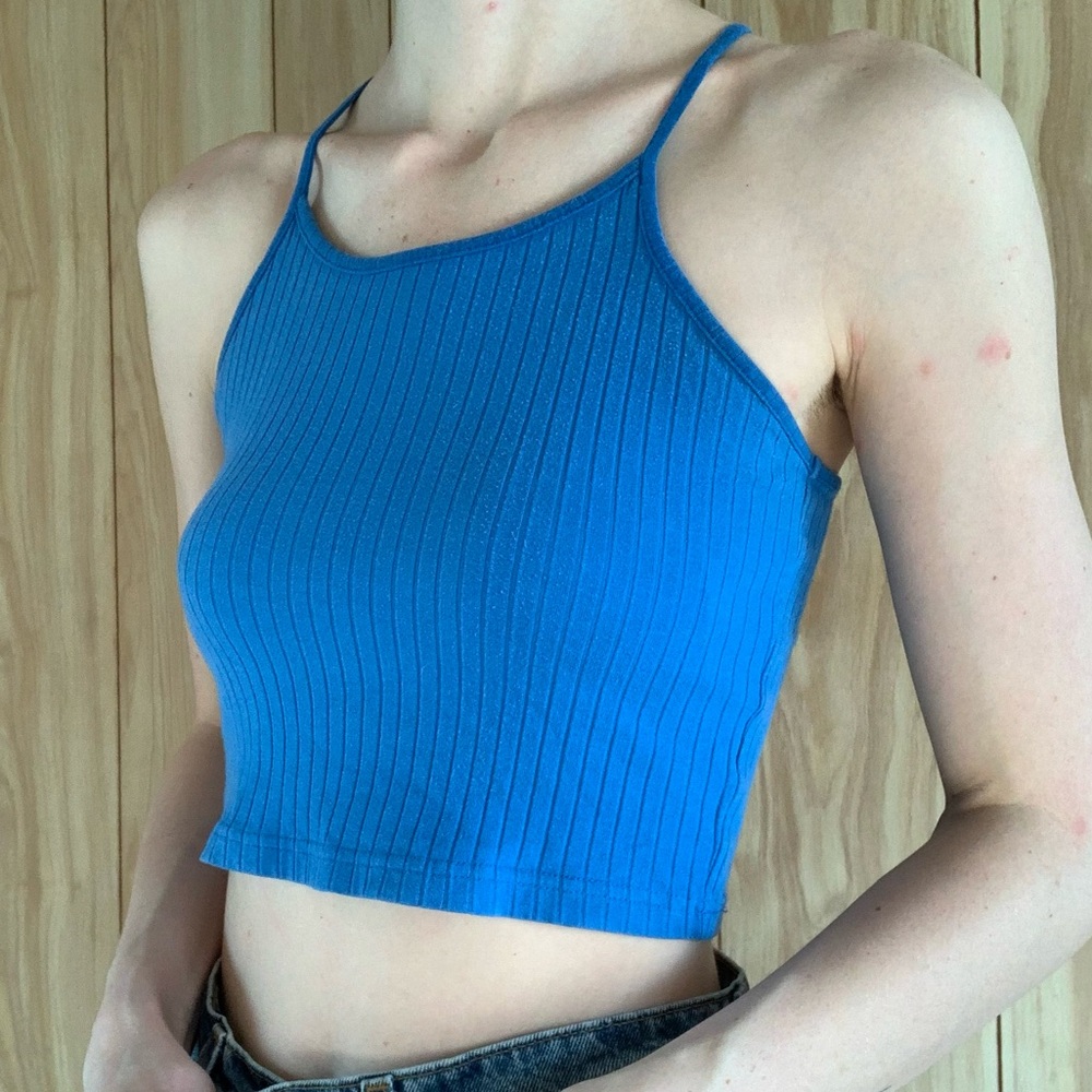 Bundle Blue & Orange Ribbed Crop Tops - Picture 4 of 16